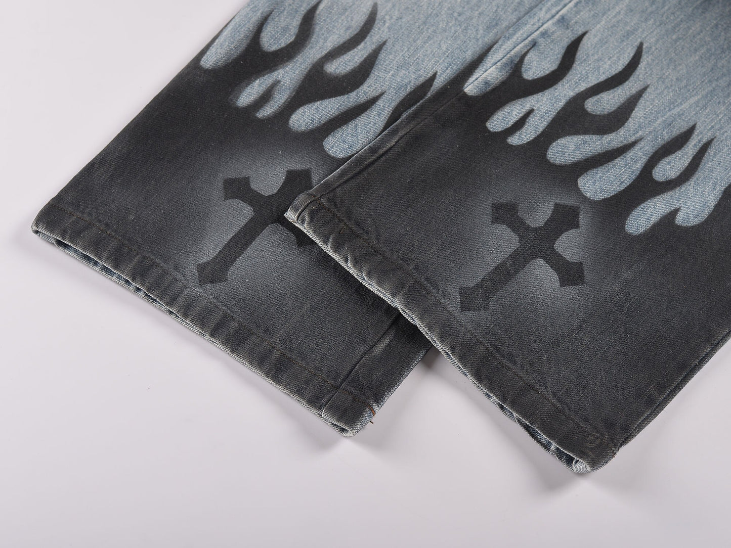 Baggy Flame Print Jeans