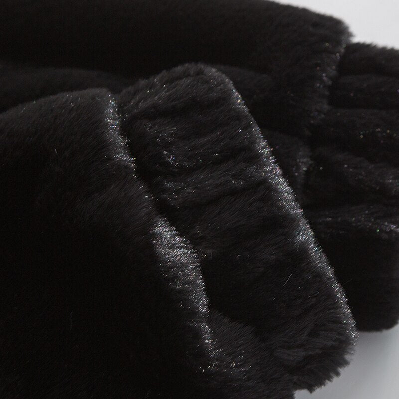 Thick Furry Fleece Jacket Embroidery