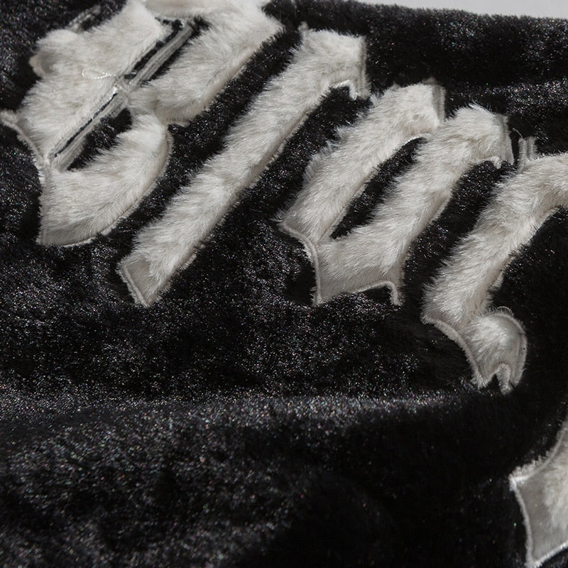 Thick Furry Fleece Jacket Embroidery
