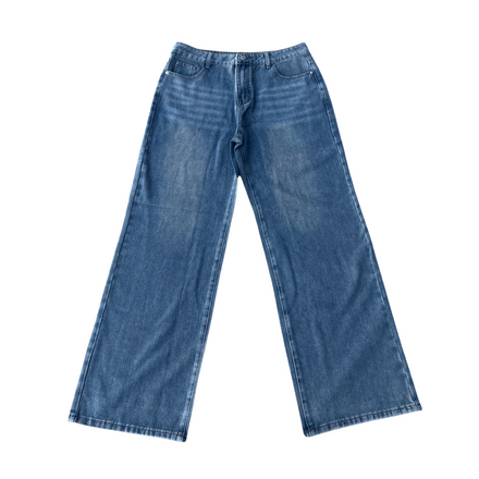 'FADED' BLUE WIDE LEG LIGHT WASH DENIM JEANS