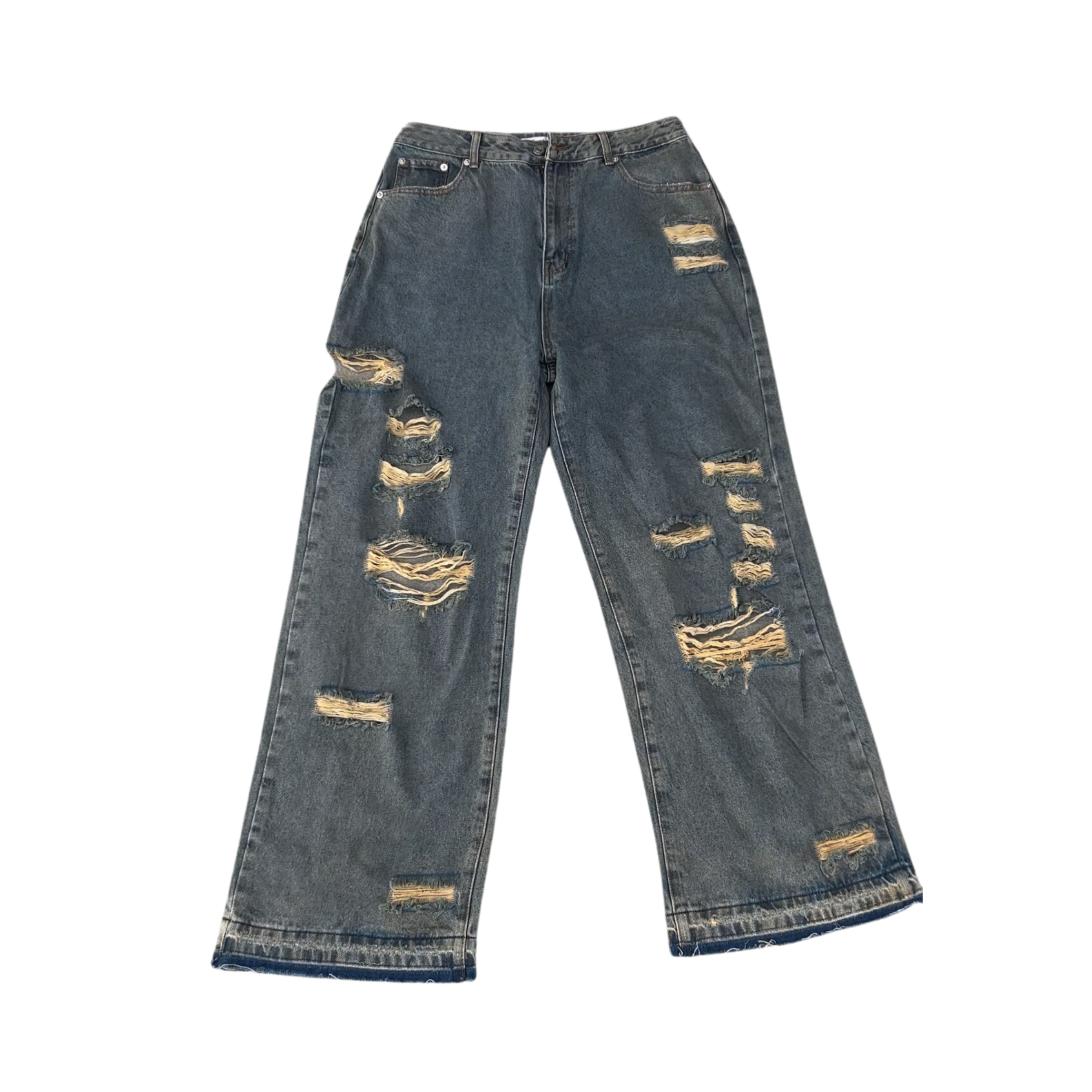 'Shredded' Distressed Wide Leg Flare Jeans