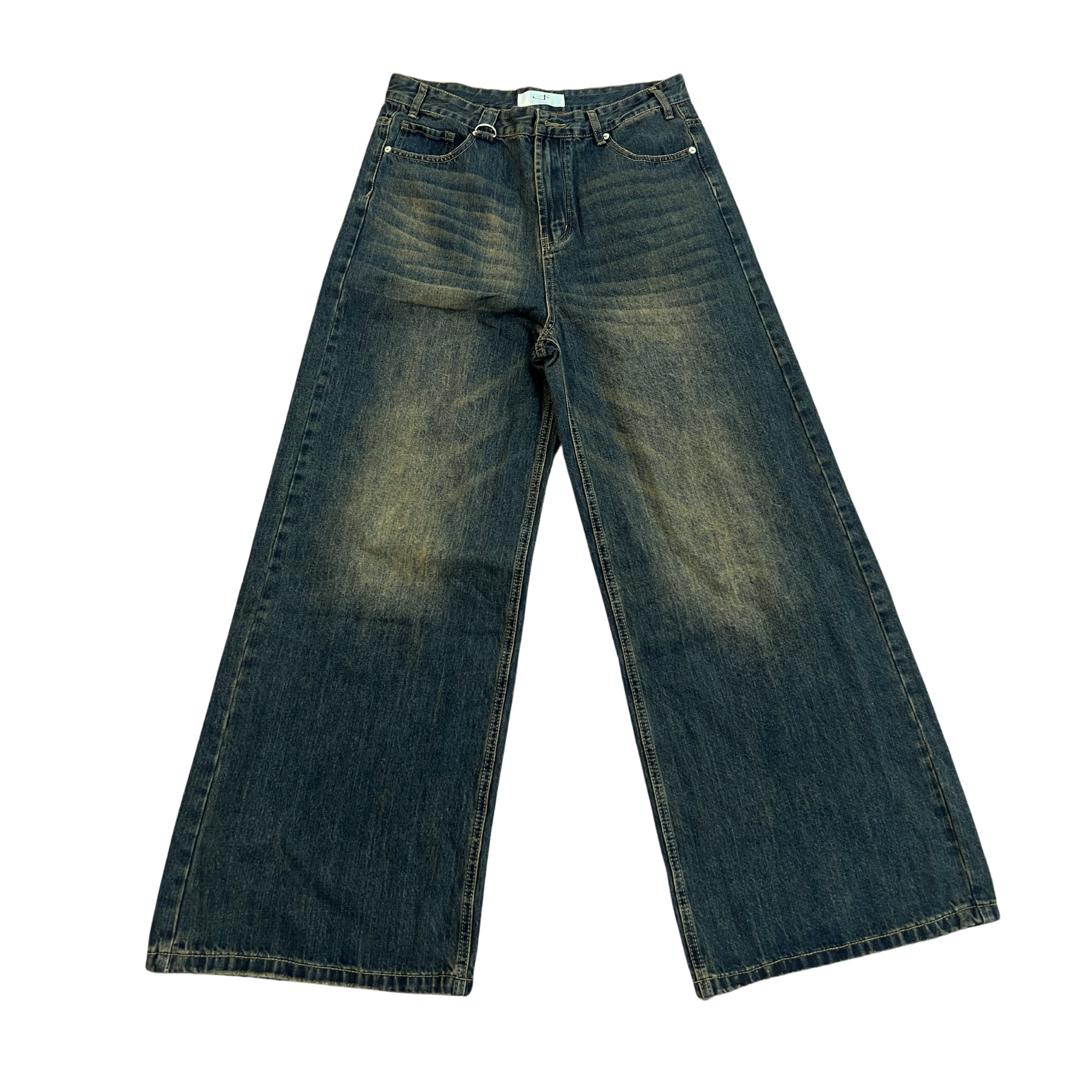 Mud-wash Navy Green Denims