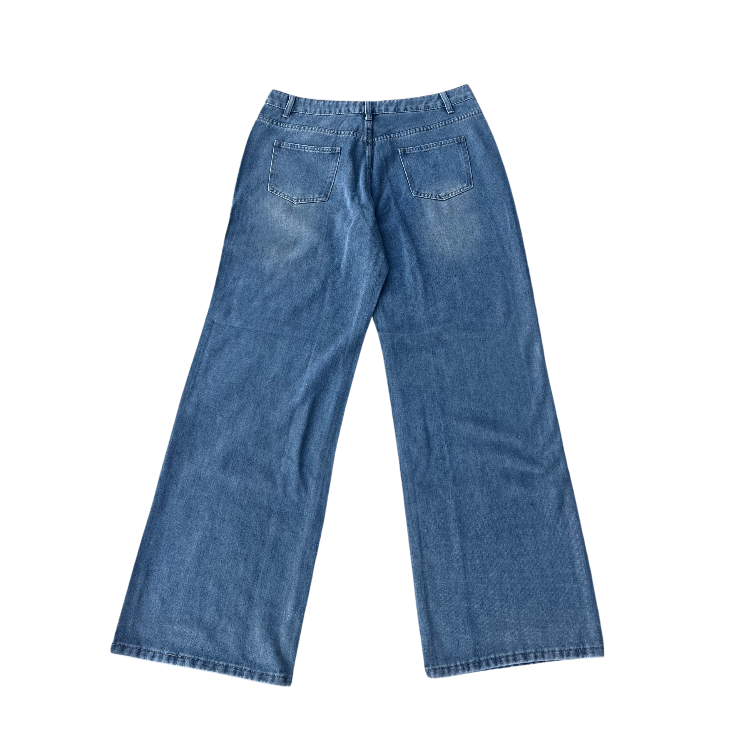 'FADED' BLUE WIDE LEG LIGHT WASH DENIM JEANS