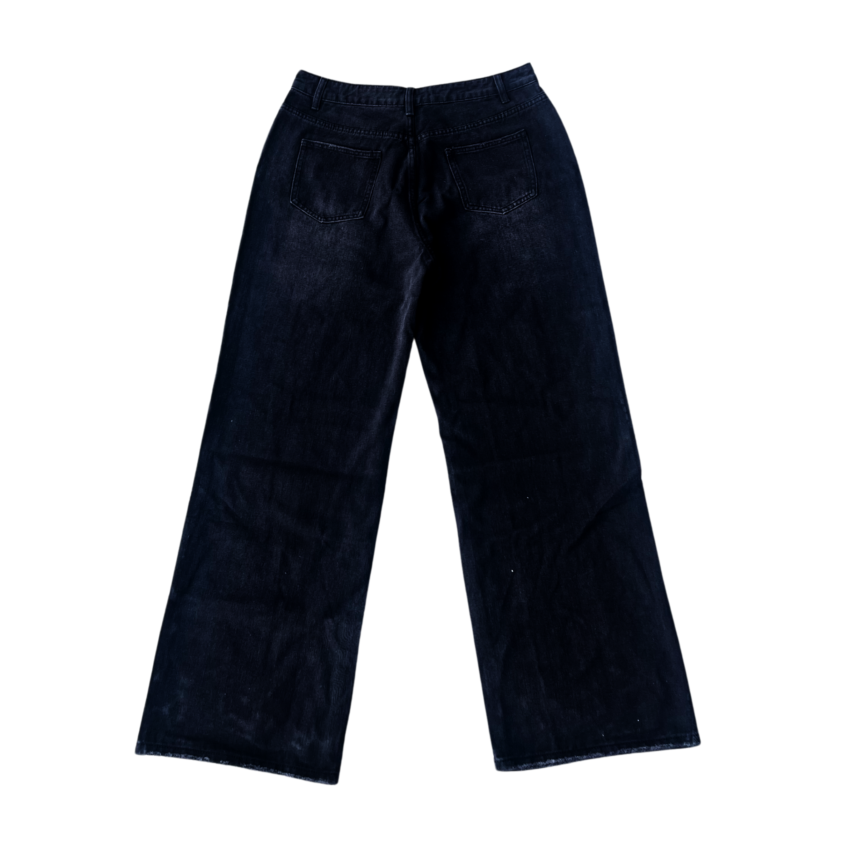 BLACK WIDE LEG LIGHT WASH DENIM JEANS