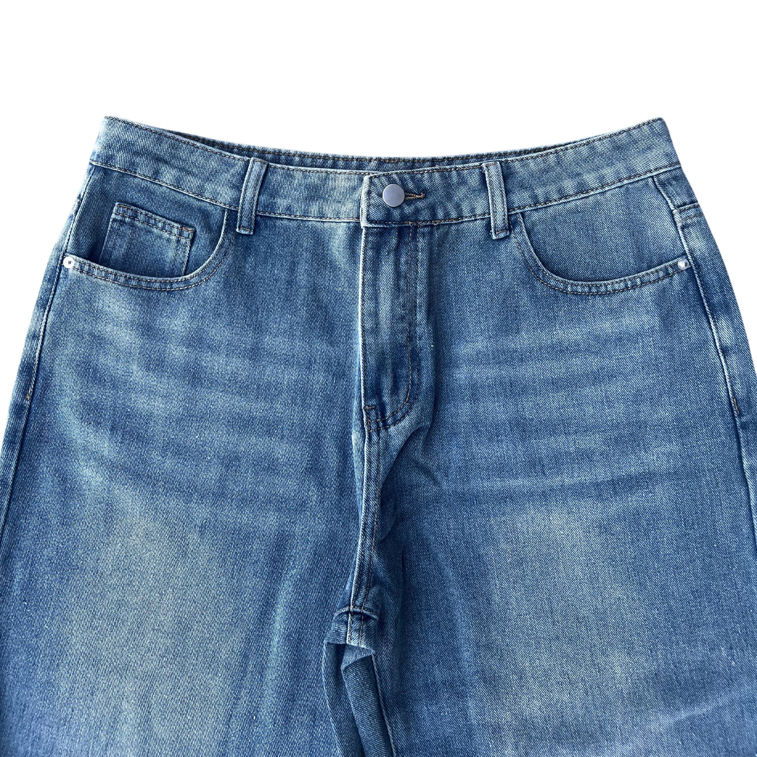 'FADED' BLUE WIDE LEG LIGHT WASH DENIM JEANS