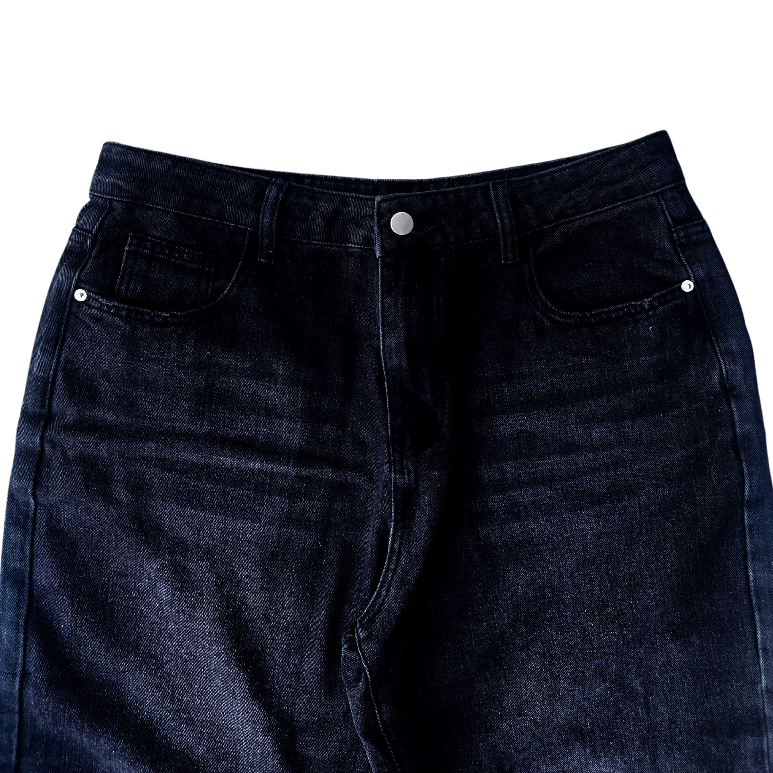 BLACK WIDE LEG LIGHT WASH DENIM JEANS