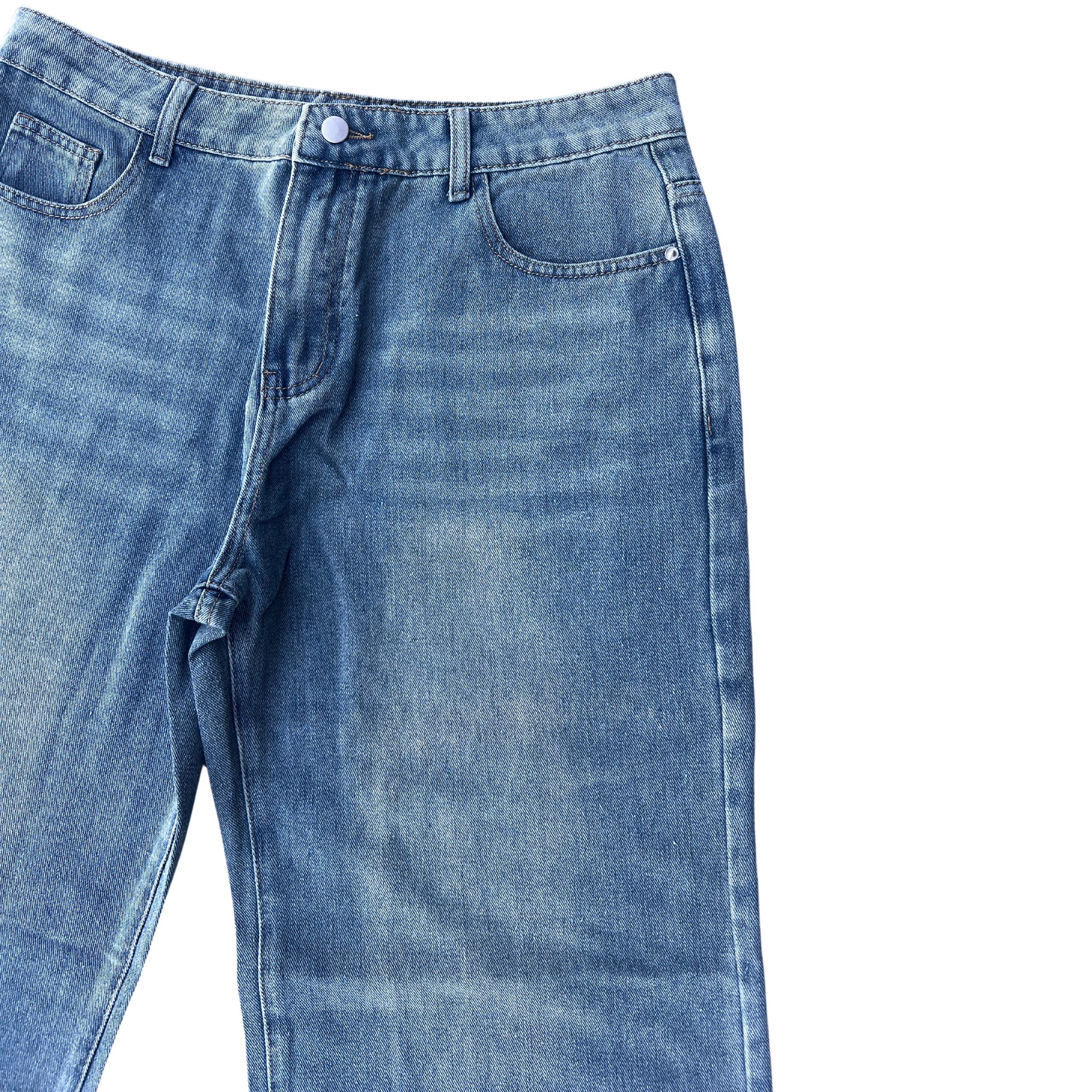 'FADED' BLUE WIDE LEG LIGHT WASH DENIM JEANS