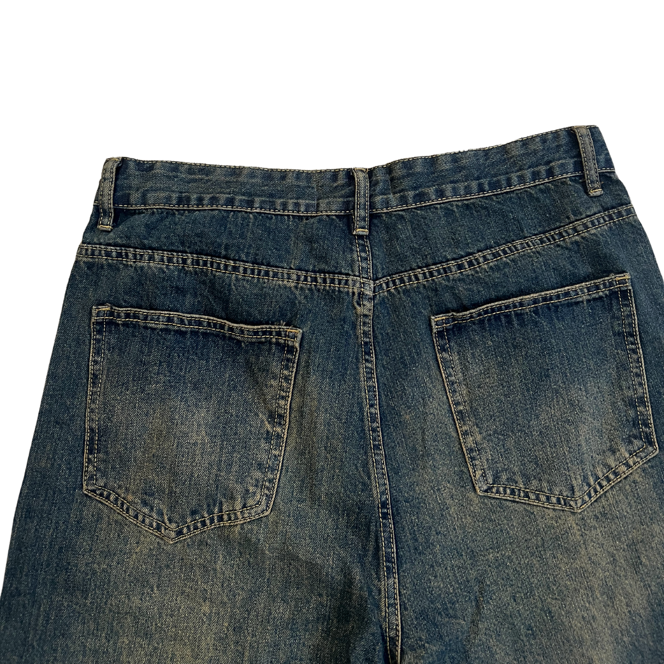 Mud-wash Navy Green Denims