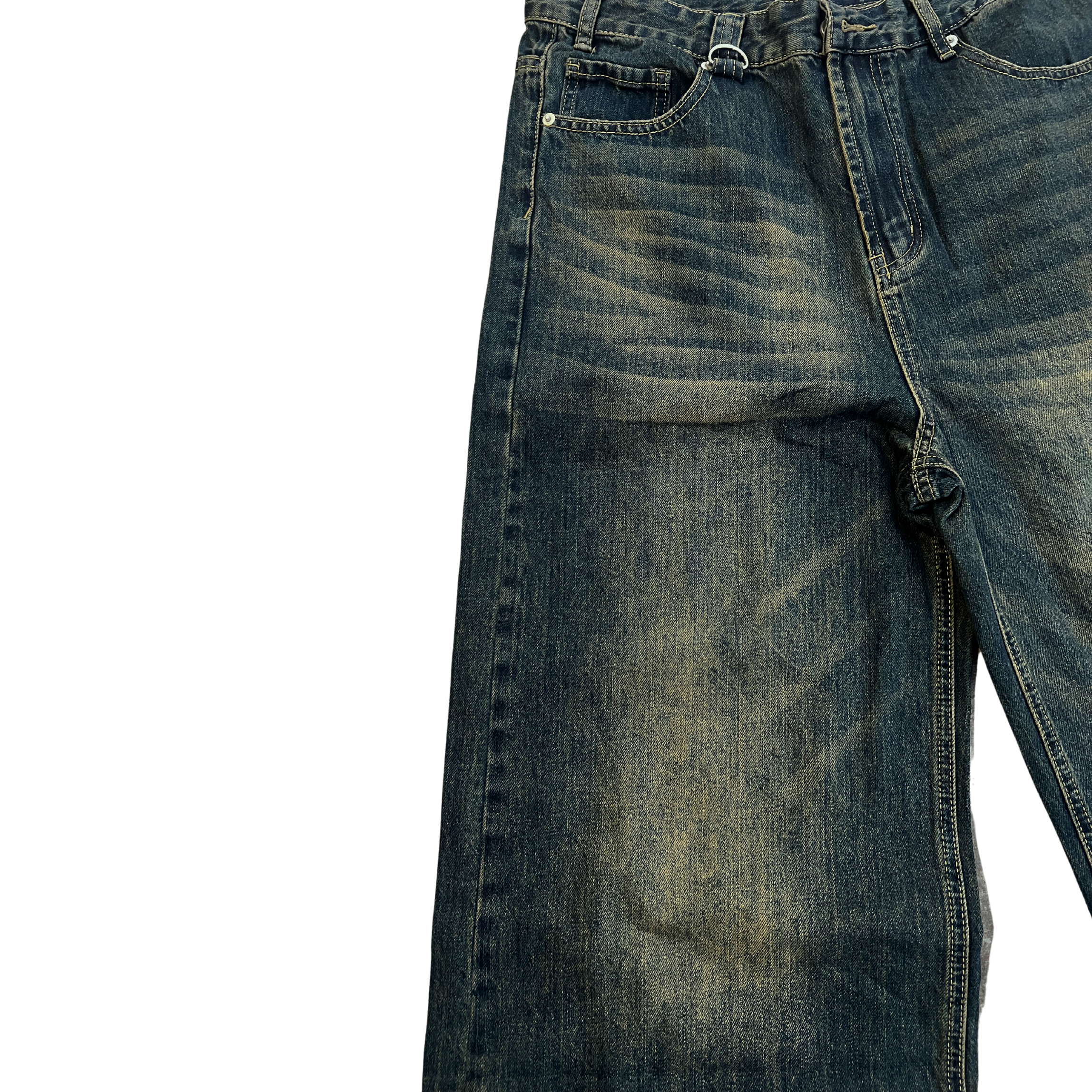 Mud-wash Navy Green Denims