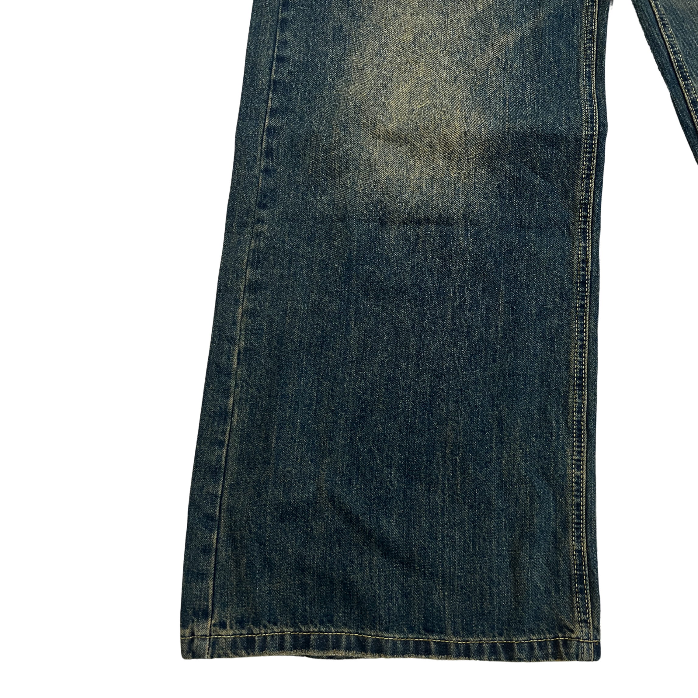 Mud-wash Navy Green Denims