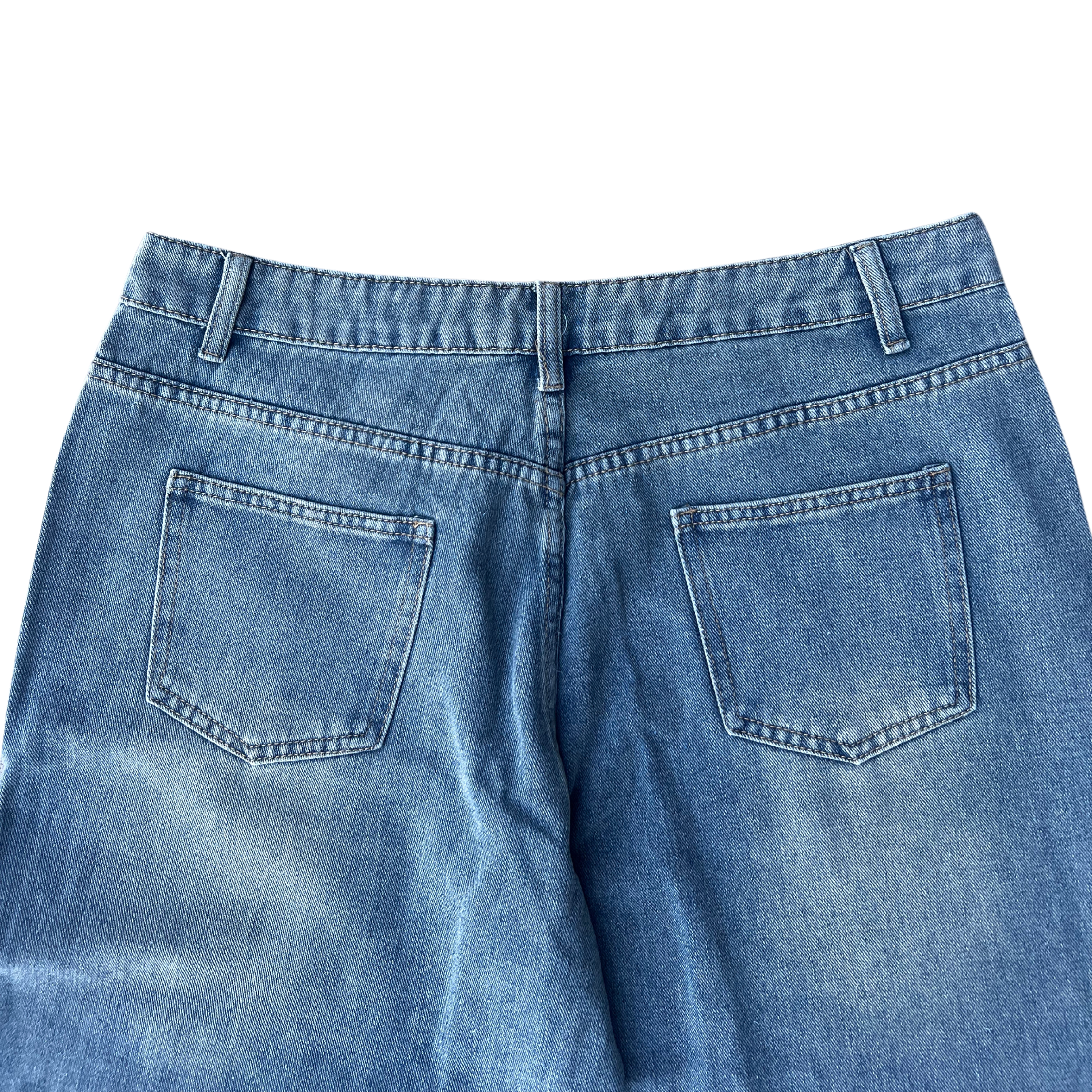 'FADED' BLUE WIDE LEG LIGHT WASH DENIM JEANS