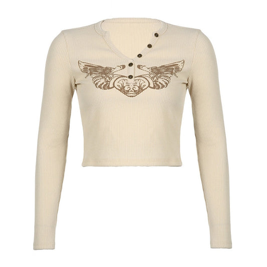 WINGS Vintage Long Sleeve Crop Top