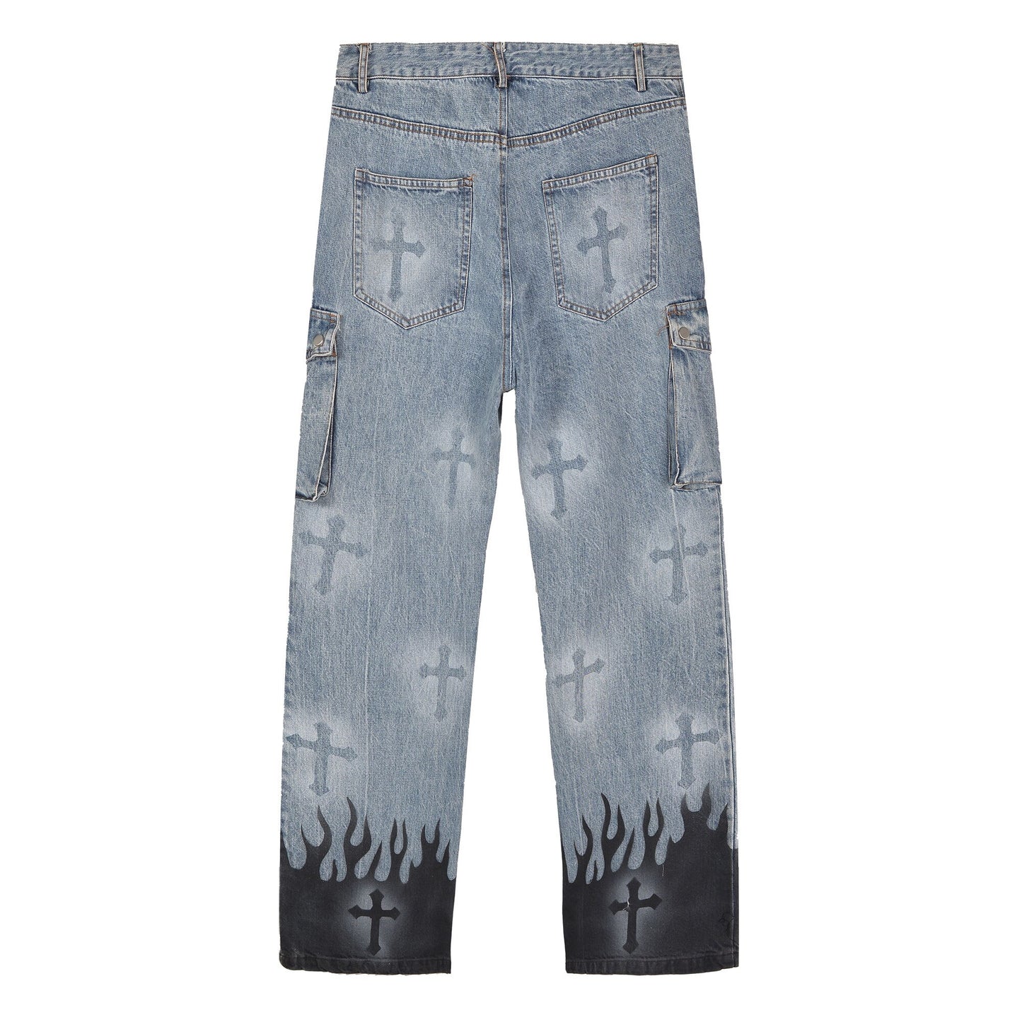 Baggy Flame Print Jeans
