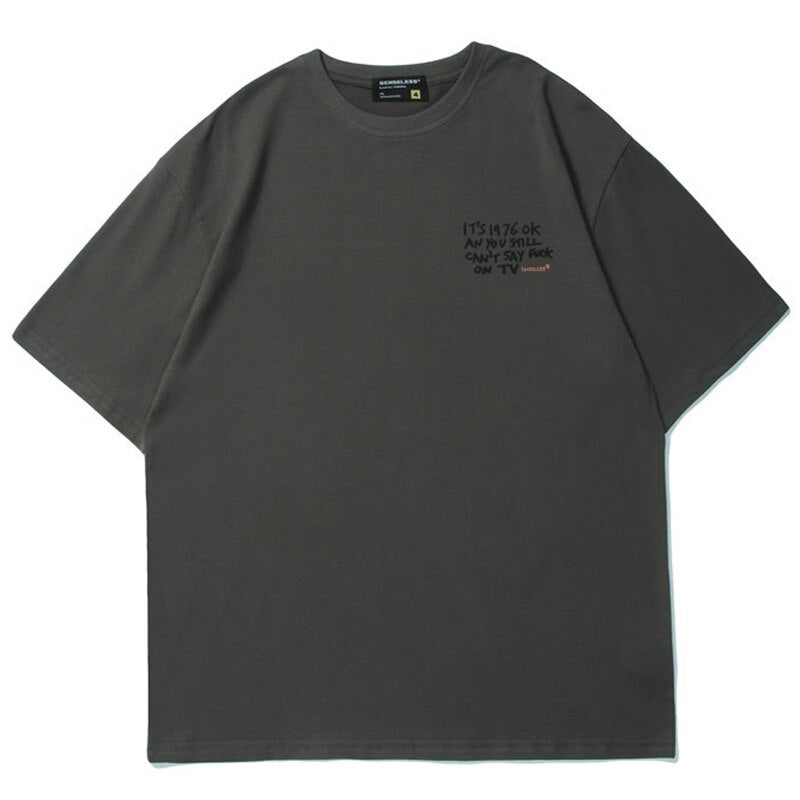 2022 Men Hip Hop Streetwear Retro T Shirt Bunny Letter Printed Harajuku Cotton T-Shirt Summer Short Sleeve Tops Tees Gray White