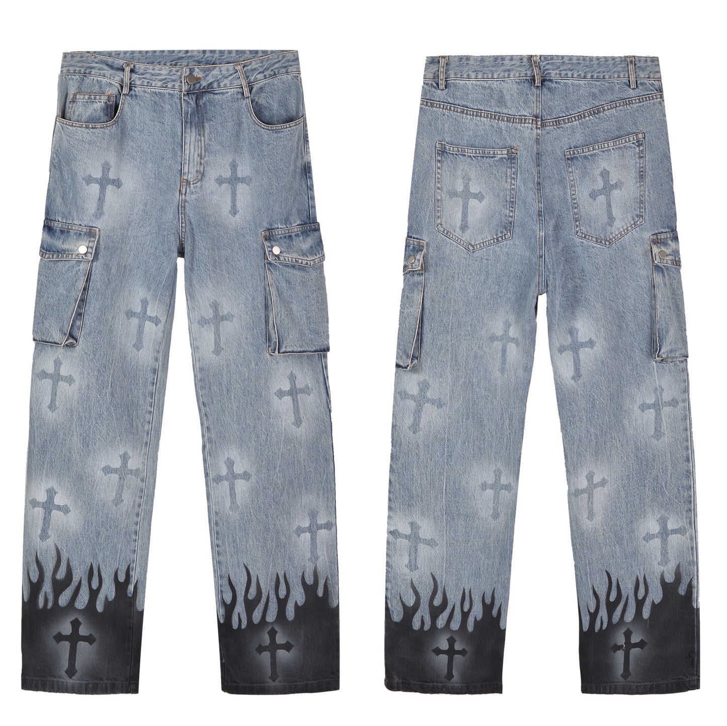 Baggy Flame Print Jeans
