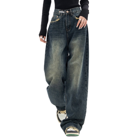 High Waist Women's Wide-Leg Jeans